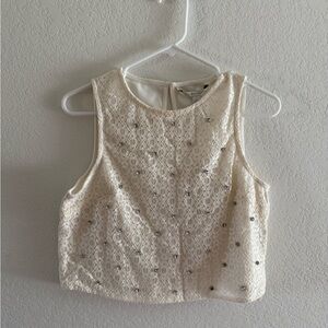 LC Lauren Conrad Cream Lace Crop Top